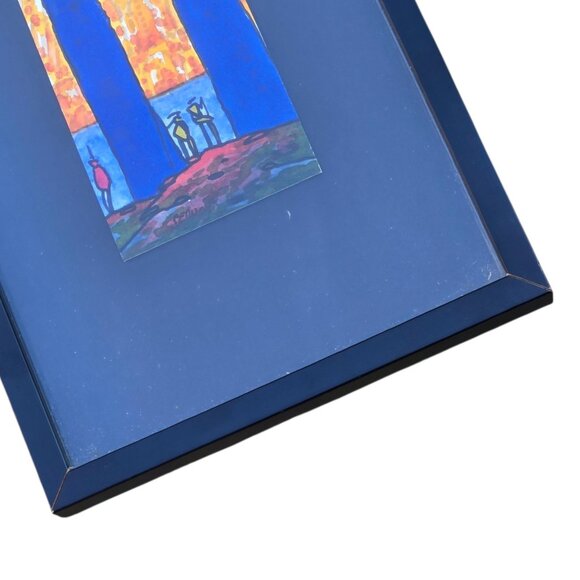 Nicola Perucca Framed Watercolor An Ancient City 2006 Wall Art 16 inch Blue Tree - Picture 4 of 16